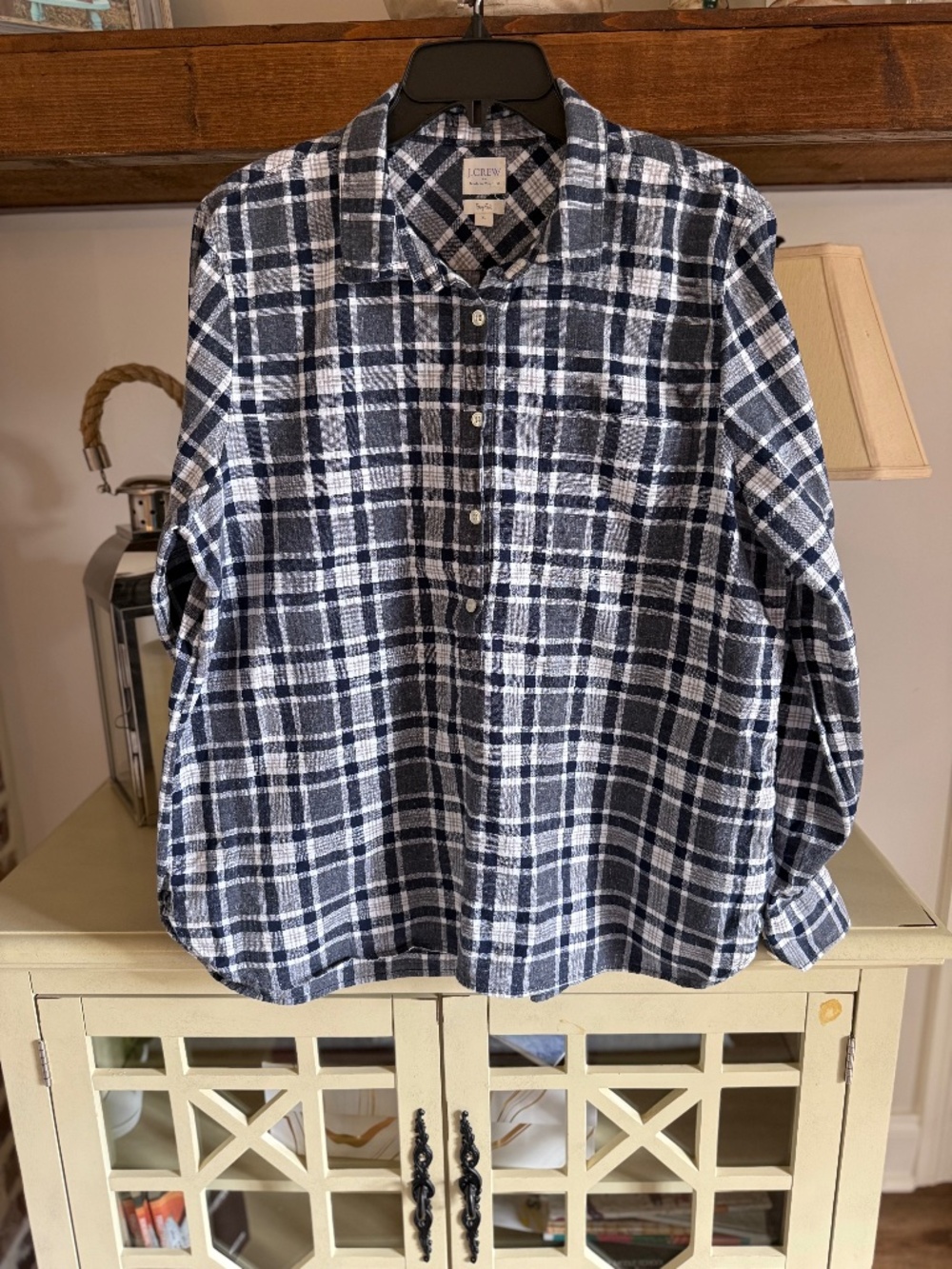 J.Crew "Boy Fit" Popover Plaid Top - XL